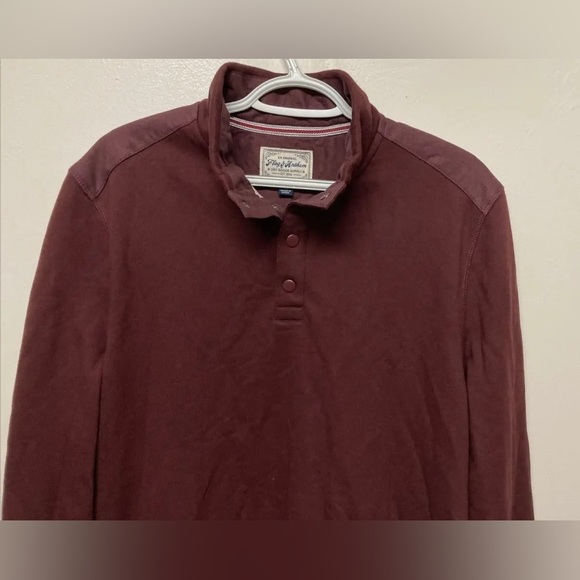 Flag & Anthem Mens Sweater Pullover Medium Maroon Snap Button Mid-Weight NWT - Picture 5 of 13